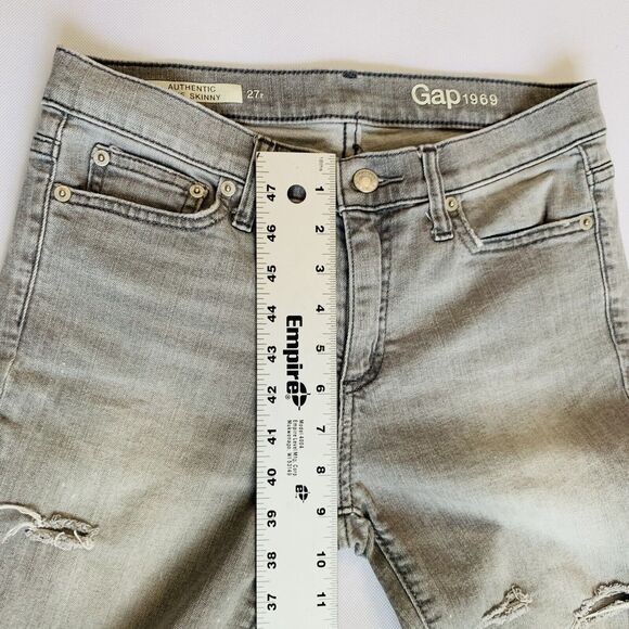 GAP Authentic Jeans Women 27 Gray Stretch Distressed Grunge Streetwear - Picture 11 of 12